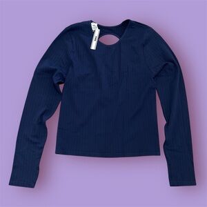 PINK Victoria's Secret Blue Long Sleeve Cut Out Blouse